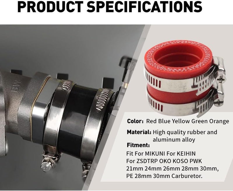 Three T 35 mm Carburetor Rubber Adapter Intake Manifold, Air Intake Pipe Adapter Boot Joint Interfacer,For MIKUNI For KEIHIN OKO KOSO PWK ZSDTRP 21mm 24mm 26mm 28mm 30mm, PE 28mm 30mm Carburetor - Image 2